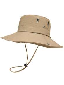 1pc Men/Women Quick Drying Solid Color Fishing Hat, Wide Brim Casual Outdoor Sun Hat, Polyester Material