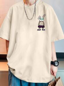 Shirt Oversized Streetwear T-Shirt Rabbit Rabbit Bear Streetwear Skateboard REF 7188 FLUXOGEEK - Khaki - View 6