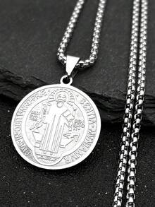 圣贝尼托吊坠项链，男士不锈钢蛇骨链项链，男女皆宜的时尚配饰，情侣礼物 - 項鍊 - 查看 10