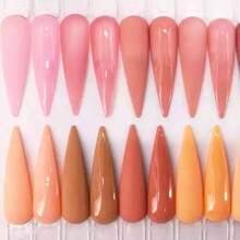 10pcs Nude Acrylic Powder, 3-In-1 Neutral Skin Tone Brown Acrylic Powder For 3D Acrylic Nail Art, French Nail Extension, Nude Color Gift For Women, 10g/Bottle Nude Series Nude Pink Acrylic Dipping Powder - 彩色 - 查看 3