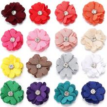 Paquete de 10 flores de encaje con perlas de 3,5 cm y 4 pétalos con rhinestones, flores multicapa DIY para decoración de bodas, fiestas y ropa - flores de cáñamo perlado - Ver 3