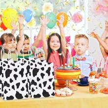 24 Pieces Cow Print Gift Bags Cow Party Favors Non Woven Tote Bags With Handle Reusable Cow Goodie Bags Candy Bag For Cow Theme Birthday Party Gender Reveal Wedding Items Supplies