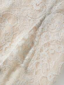 新款女士无肩带珍珠蕾丝拼接高开衩优雅晚礼服，修身性感吊带长裙，适合订婚、婚礼、晚宴、圣诞节、新年、感恩节派对等场合 - 白色 - 查看 8