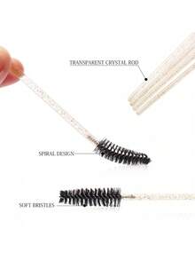 100支一次性睫毛夹套装，含收纳盒，水晶金手柄黑色刷头，睫毛嫁接化妆工具套装 - 彩色 - 查看 6