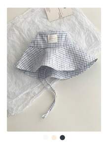 1pc Summer Vacation Fresh Big Brim Sun Hat For Women, Sweet Gingham Ribbon Foldable Beach Hat, With Love Patch, Outdoor Photography Sunshade Bucket Hat