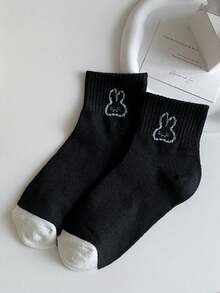 5/10 Pairs/Bags For Women, Spring And Summer, Thin, Breathable, Sweat-Absorbent, Bear Pattern, Suitable For Dating Parties, Girls, Students, Cute, Japanese Style, Sports Shoes, White Shoes, JK Outfit Socks - Multicolor - View 8