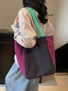 Large Capacity Tote Bag For Women, Casual Versatile Shoulder Bag, Suitable For School, Commuting, Korean Style, Shopping Bag, Support Custom Pictures And Text - Multicolor - View 5