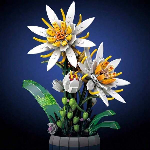 Blumen Bausteine, Künstlicher Blumenstrauß Pflanzen Set, Ideal Blumen Bonsai Klemmbausteine, Geschenk für Männer Frauen, Kompatibel Pflanzen Blumen, 835 Teile