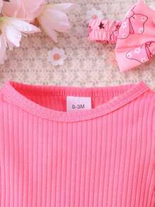 2 Stücke Baby Mädchen elegantes & niedliches Langarm Romper + Lätzchen Kleid Outfit Set, leicht für Frühling & Herbst