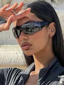 复古高端无框一体式酷炫时尚眼镜，男女皆宜，独特的 Y2K 嘻哈风格眼镜