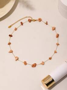 1pc MiDuoDuo Summer Asymmetrical Natural Stone Necklace, Women Beach Vacation Accessory - Natural Stone Necklace - View 9