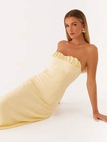 Women's Summer Strapless Backless Slim Fit Formal Long Dress - Perfect For Summer Celebrations  Cocktails - Màu vàng - Xem 3