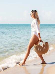 Borsa di paglia personalizzata, borsa da spiaggia personalizzata per signore, cestino di paglia personalizzato, borsa per festa di addio al nubilato, borsa da spiaggia personalizzata, borsa di paglia, borsa personalizzata, regalo per la festa della mamma, università