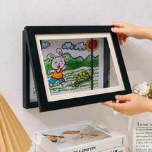 1/2pcs A4 Kids Artwork Frame Wood Paint Frames Changeable With Acrylic Front Opening Holds 150 Pictures, Art Frames For Kids Artwork With Mat Or Without Mat, Natural , Back To School Gifts