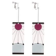 1 par de aretes personalizados con el estilo de Kamado Tanjirou del anime, con el diseño del borde de la espada asesina de fantasmas, para uso diario