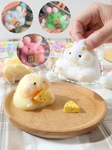 1 件可爱减压模拟硅胶仓鼠：便携式挤压玩具，非常适合放在办公桌上和在旅途中放松，Tabas 柔软玩具，适合 14 岁以上青少年 | 有趣而棘手的感官游戏，非常适合圣诞节、万圣节和生日礼物，是理想的节日礼物。