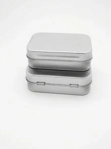 2/4/12pcs Silver Metal Rectangular Hinged Jars - Empty, Portable Storage Kit For Drawing Pins, Candies, Jewelry & Crafts - Durable, Versatile, Aesthetically Home Organizer With Easy-Access Hinged Lids,Suitable For Home Desktop Decoration, Party Small Gift Items, Suitable For Daily And Holiday Desktop Scene Storage And Layout