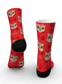 1 Pair Of New Cat Custom Socks, Couple Custom Socks, Graduation Gift, Fun Turtlenecks Custom Socks For Men, Sports Socks, Custom Sports Socks, Birthday Custom Gifts, As Valentine's Day Gifts, Men's Novelty Socks, Women's Novelty Socks