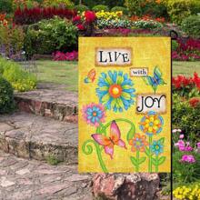 1pc, Love With Joy Spring Flower Garden Flag, 12 X 18 Inch Double Sided Farmhouse Yard Outdoor Flag, Farmhouse Rustic Pasture Porch Decoration(ONLY FLAG)
