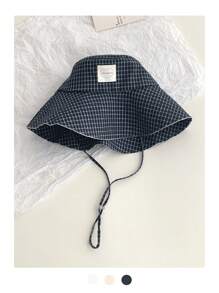 1pc Summer Vacation Fresh Big Brim Sun Hat For Women, Sweet Gingham Ribbon Foldable Beach Hat, With Love Patch, Outdoor Photography Sunshade Bucket Hat