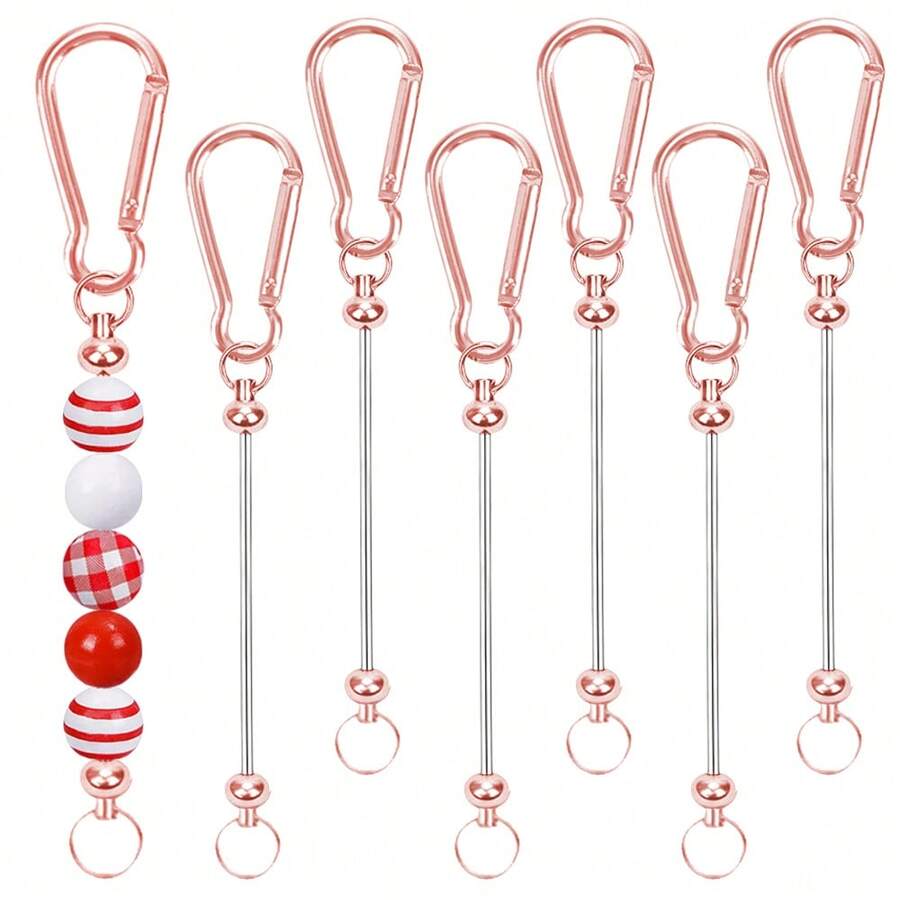 7pcs Beaded Keychain, Best DIY Gift, Zinc Alloy Metal Keyring, Modern Beaded Craft, Great For Friends, Lovers, And Family - Gourd Beaded Buckle - View 1