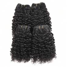 Brasilianska lockiga hårförlängningar i mänskligt hår, jungfruligt hår, kinky curly, obearbetat Remy-hår, billiga hårförlängningar i naturligt mänskligt hår, 50 g/st - Natural Black - Visa 6