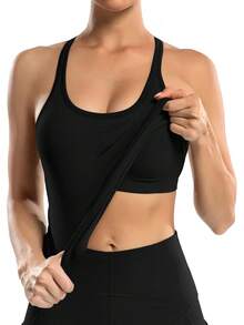 ATTRACO Ribbed Workout Tank Tops For Women With Built In Bra Tight Racerback Scoop Neck Athletic Top - Dark Purple - View 8