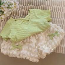 CONJUNTO DE SHORT Y PLAYERA PARA NIÑA - Verde - Ver 2