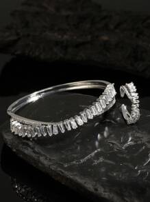 rakol Set de 2 piezas con anillo y pulsera asimétrica con decoración de circonita cúbica de moda