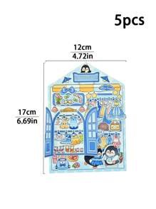5pcs/10pcs Forest Theme Landscape & Mechanism Stickers, New Cute Scene Stickers, High-Quality For Girls, Stress Relief DIY Stickers