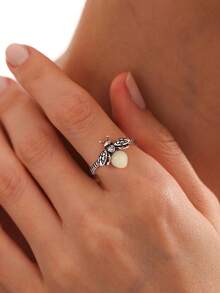 1pc S925 Sterling Silver Creative Firefly Ring, Women/Girls Promise Ring, Eternal Ring, Exquisite Jewelry Gift For Her - Light Up the Fireflies - View 2