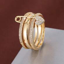 1 pieza Anillo con diseño de corazón multicapa desmontable con circonita cúbica incrustada para mujer