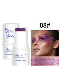8 Color Stage Makeup Face Glitter Eyeshadow, Highly Pigmented Sparkling Body Highlighter Stick. Once Set, The High-Intensity Eyeshadow Can Maintain Its Original State For Hours Without Creasing Or Fading. Waterproof And Sweat-Proof, Lasting All Day Long. The Compact And Lightweight Packaging Design Is Convenient For Carrying And Traveling. Suitable For Music Festival Accessories, Stage Performances, Carnivals, Theme Parties, Birthday Parties, Holiday Events, Cosplay, Halloween Makeup, Christmas Makeup, Or Other Glitter Needs.