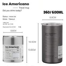 1 件美式工业风格真空保温杯/马克杯，360ml/600ml 不锈钢咖啡杯带吸管，便携式水瓶，适合户外和办公室使用，返校 - 彩色 - 查看 11