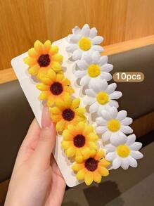 10 piezas Ganchos para el cabello con diseño de girasol, pasadores de estilo coreano, accesorios para el cabello