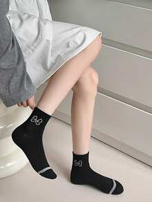 5/10 Pairs/Bags For Women, Spring And Summer, Thin, Breathable, Sweat-Absorbent, Bear Pattern, Suitable For Dating Parties, Girls, Students, Cute, Japanese Style, Sports Shoes, White Shoes, JK Outfit Socks - Multicolor - View 7