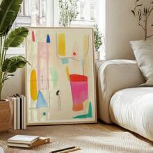 Abstract Painting Wall Art, Multicolor Large Minimalist Abstract Art, Modern Creative Art, Aesthetic Large Wall Art, Watercolor Print, No Frame - Beige - View 7