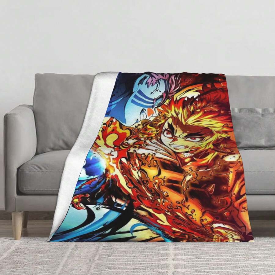 Rengoku , Your Heart Ablaze , Demon Slay , Gift Him, Gift Her, Uni , Anime Gifts Fce Blanket Travel Blanket Er Soft Drat Painting Blanket Upscayl Mm - Picture Color - View 1