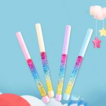 1 支创意流沙中性笔，液体闪光卡通流沙笔，黑色水性墨水笔，学生学校和办公用品书写笔，学校用品，返校