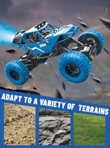 1 Stück Funkfernsteuerungsauto, 4WD Geländewagen-RC-Monsterlaster mit Karosserieleuchten, Nebelmaschine, wiederaufladbarem Akku, Allrad-Klettern, Weihnachtsgeschenk für Jungs und Mädchen von 6-12 Jahren (Grün/Blau)