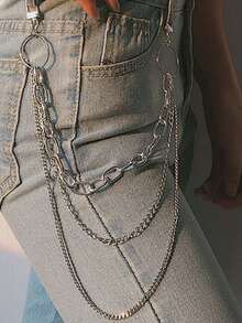 1-Piece Women's Hip-Hop Multi-Layer Metal Pants Chain Punk Style Fashionable Versatile Accessory Paired With Jeans Chain - Silver - View 6