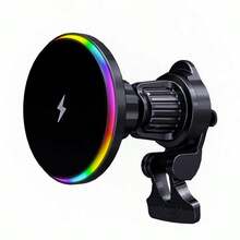 ABS+硅胶无线车载充电器 - 15W 快速无线磁性车载充电器适配器带手机支架，兼容 Apple 16/15/14/13/12 快速充电