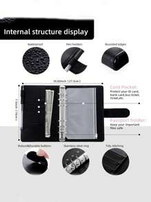 Loseblatt-PU-Notizbuch Reißverschlusstasche Bargeld Budget Aufbewahrungstasche