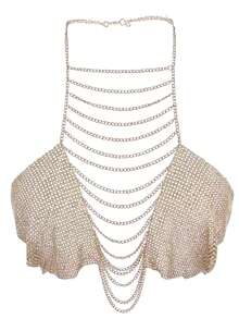 Women Body Chain Lingerie Halter Neck Tassel Rhinestone Bra Bralette Crop Tops Nightwear Streetwear