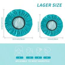 Gorro de ducha para hombres, gorro de pelo reutilizable impermeable de doble capa de satén EVA para mujeres pelo largo (todo negro 4 Pack) - Rosa Rojo-Verde-Azul-Negro - Ver 8