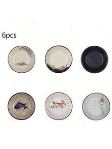 Set Of 6 Japanese Retro Porcelain Side Dish Ceramic Side Dishes Bowl Seasoning Dishes Soy Dipping Sauce Dishes School Supplies,Christmas Gift - Multicolor - View 13