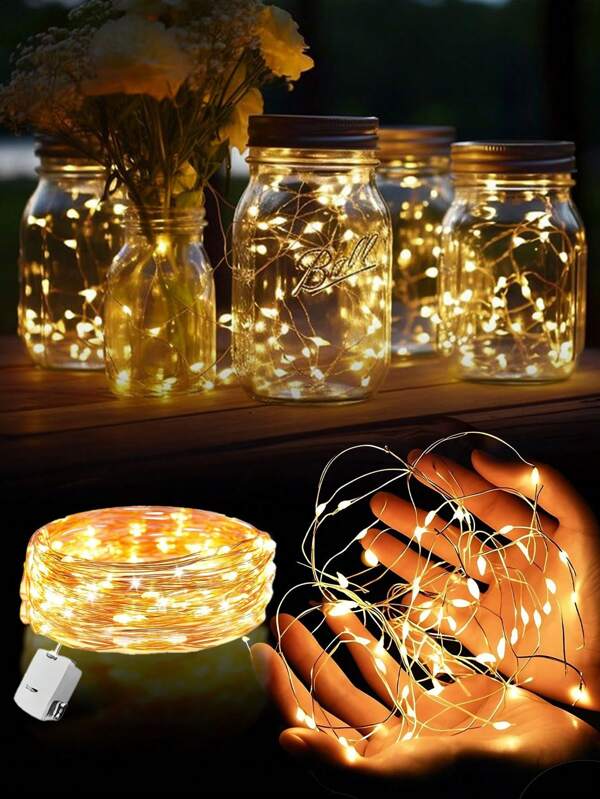 30pcs LEDs Fairy String Lights 78.74inch, LED Waterproof Fairy Lights, Bateria Powered LED Fairy String Lights, Estrelado, String LightsTwinkle Lights Bateria Mini Luzes Pequenas LED Light String Waterproof Silver Wire Para Interior Mason Jar DIY Wedding Christmas Decorations, Garden Yard Decorations, Family Room Scene Decorations, Living Room Bedroom Accessories, Mother's Day Easter Summer Wedding Party Supplies Melhores Presentes de Aniversário. (Branco Quente)