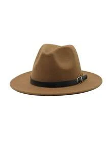 1 件男女通用秋冬大檐羊毛毡帽，优雅皮带装饰礼帽，休闲时尚牛仔帽，适合派对、聚会、西部主题活动、日常穿着 - 彩色 - 查看 14