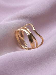 Anillo ondulado minimalista de acero inoxidable 304 estilo Ins, anillos metálicos sencillos unisex para hacer manualidades de joyería, disponible en oro de 18k, plata, acabado arcoíris