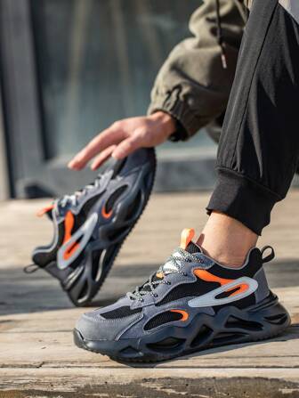 Men's Lightweight And Breathable Steel Toe Work Shoes With Anti-Smash, Non-Slip,Puncture-Proof Design, Suitable For Construction